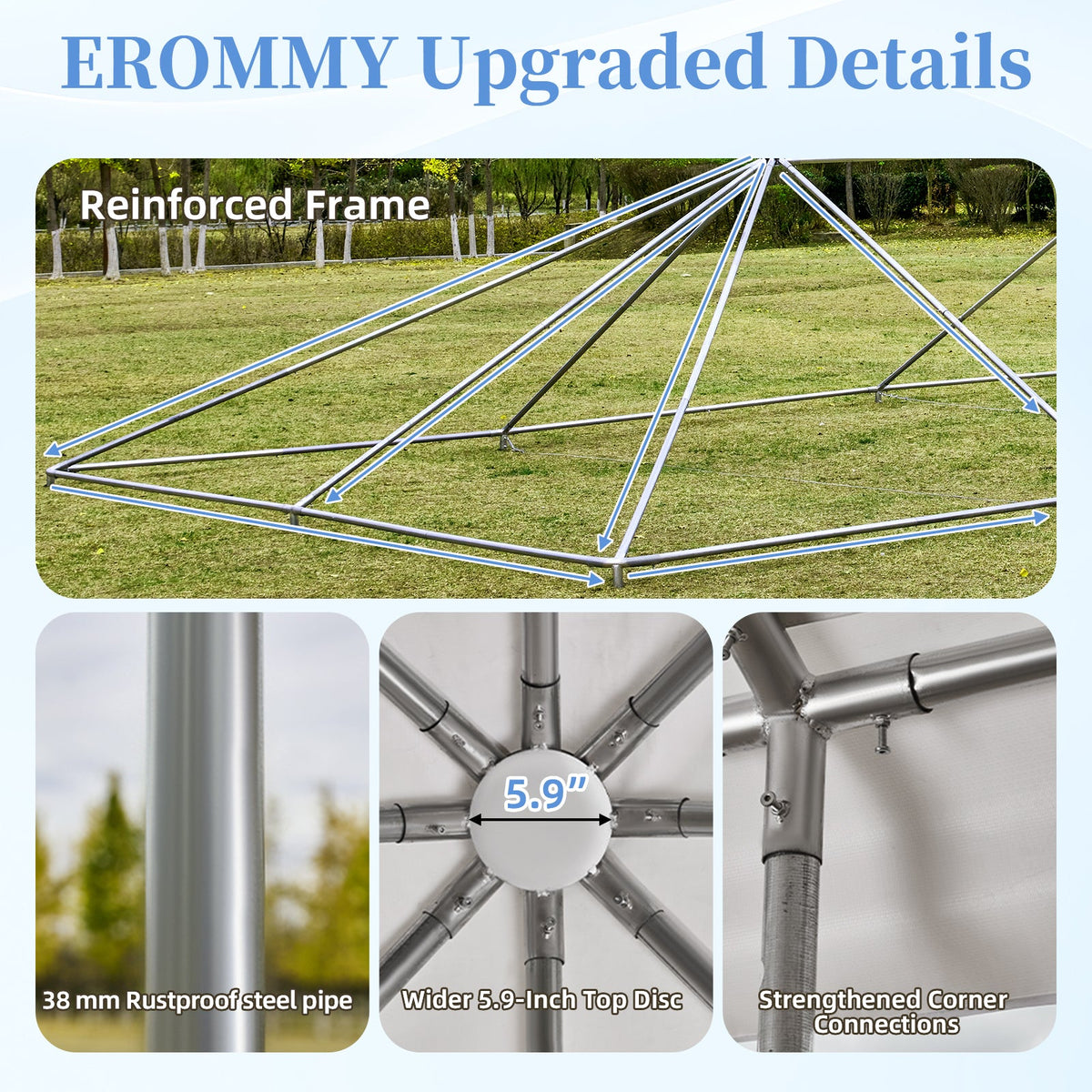 EROMMY 20x40 FT Outdoor Party Tent with expandable sidewall (sold separately), Heavy Duty Weekend Canopy with Carry Bags, 480GSM PVC Large Tent for Commercial Events, Parties, Weddings, White