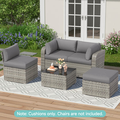 EROMMY 9-Piece Outdoor Sectional Cushions for 4-Seat Sofa, Waterproof Deep Seat w/ Non-Slip & Machine Washable Covers, Gray