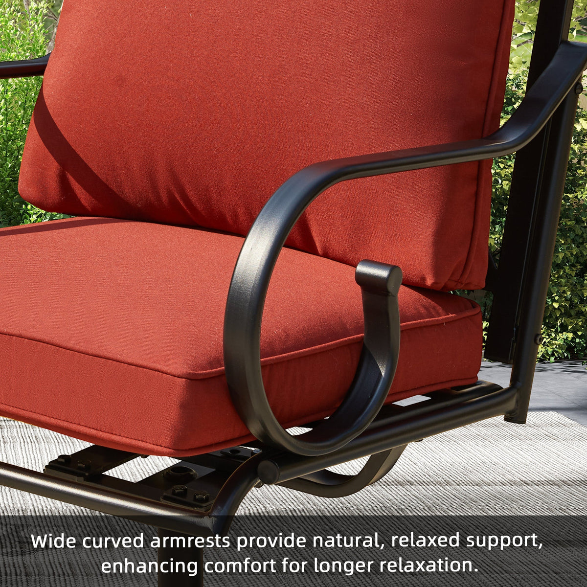 EROMMY  Patio Swivel Chair Set of 4, Outdoor Dining Chairs with Cushions, Red