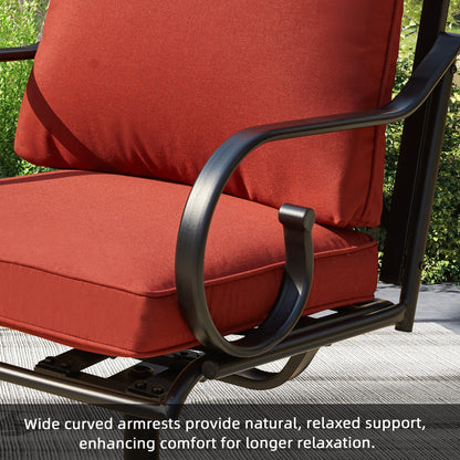 EROMMY  Patio Swivel Chair Set of 4, Outdoor Dining Chairs with Cushions, Red