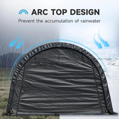 EROMMY 12 x 24 FT Heavy Duty Carport, Portable Garage with All-Steel Metal Frame and Round Style Roof, Anti-Snow Car Canopy Outdoor Storage Shelter for Car, Truck, Boat