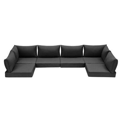 EROMMY Outdoor Replacement Cushions for  6-Seat Patio Conversation Sets, Black
