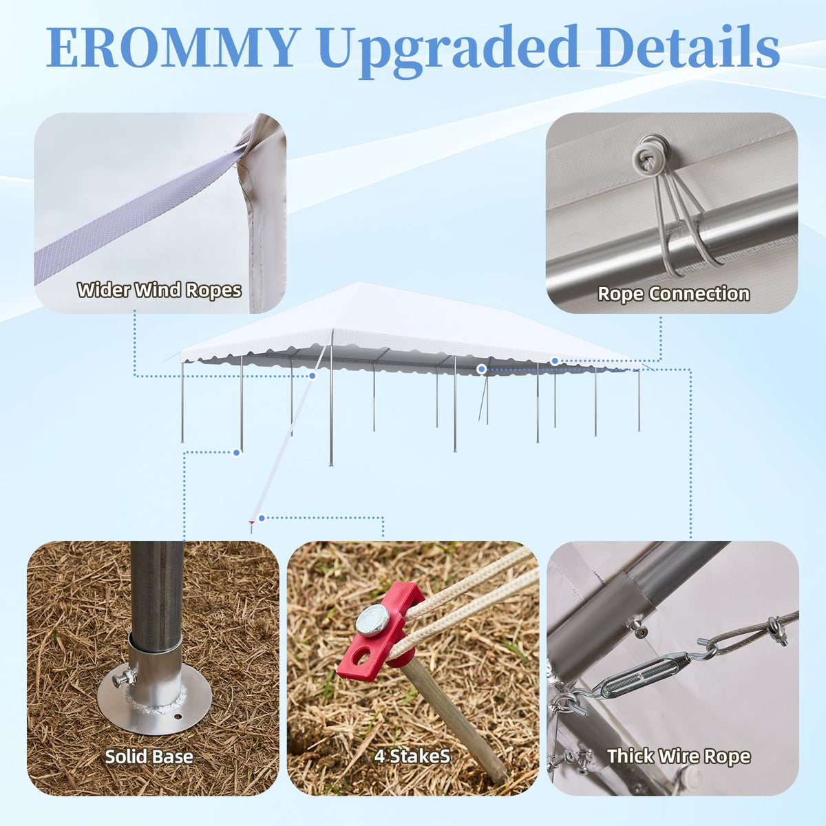 EROMMY 20x40 FT Outdoor Party Tent with expandable sidewall (sold separately), Heavy Duty Weekend Canopy with Carry Bags, 480GSM PVC Large Tent for Commercial Events, Parties, Weddings, White