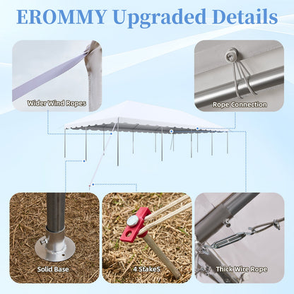 EROMMY 20x40 FT Outdoor Party Tent with expandable sidewall (sold separately), Heavy Duty Weekend Canopy with Carry Bags, 480GSM PVC Large Tent for Commercial Events, Parties, Weddings, White