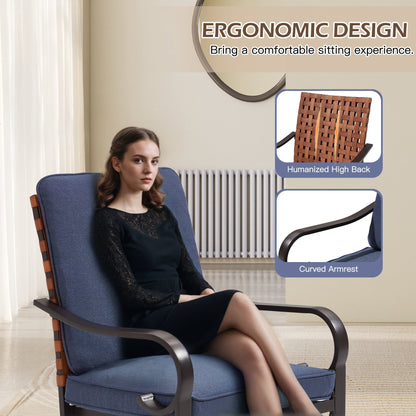 EROMMY Swivel Patio Chairs Set of 4 with Thickened Cushions, Blue