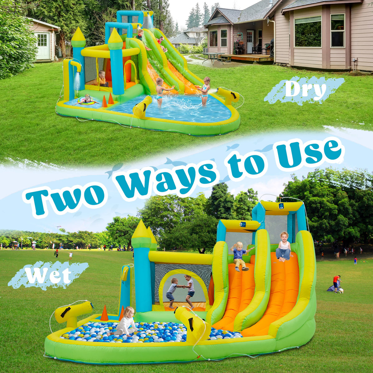 EROMMY Inflatable Water Slide,10 in 1 Water Park Bounce House for Kids 3-12