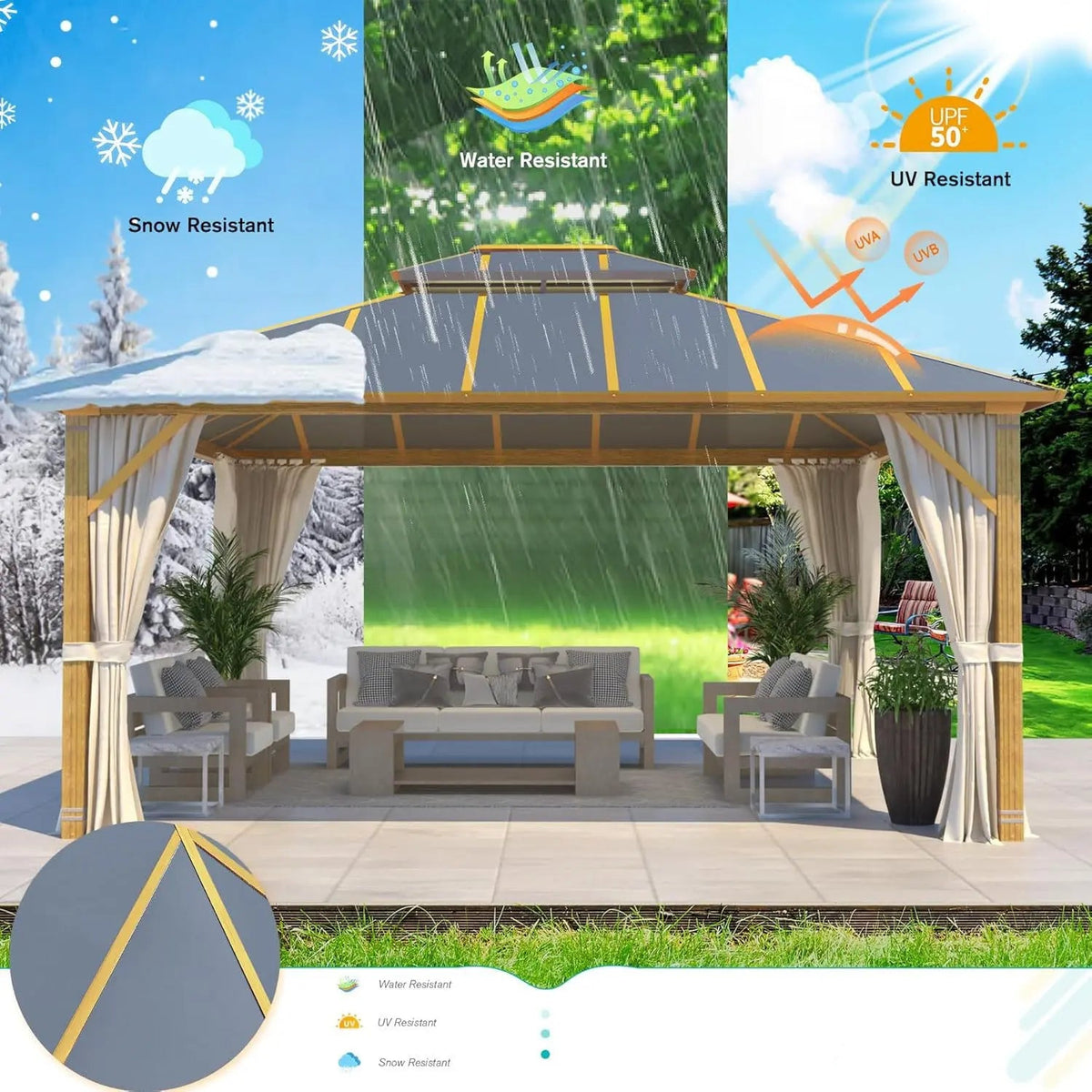 EROMMY 12’ X 14’ Garden Gazebo for Patio, Backyard and Lawn