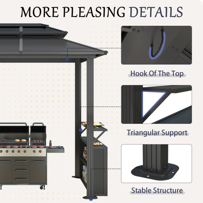 EROMMY 8x6 Polycarbonate Grill Shelter with Two Side Bars