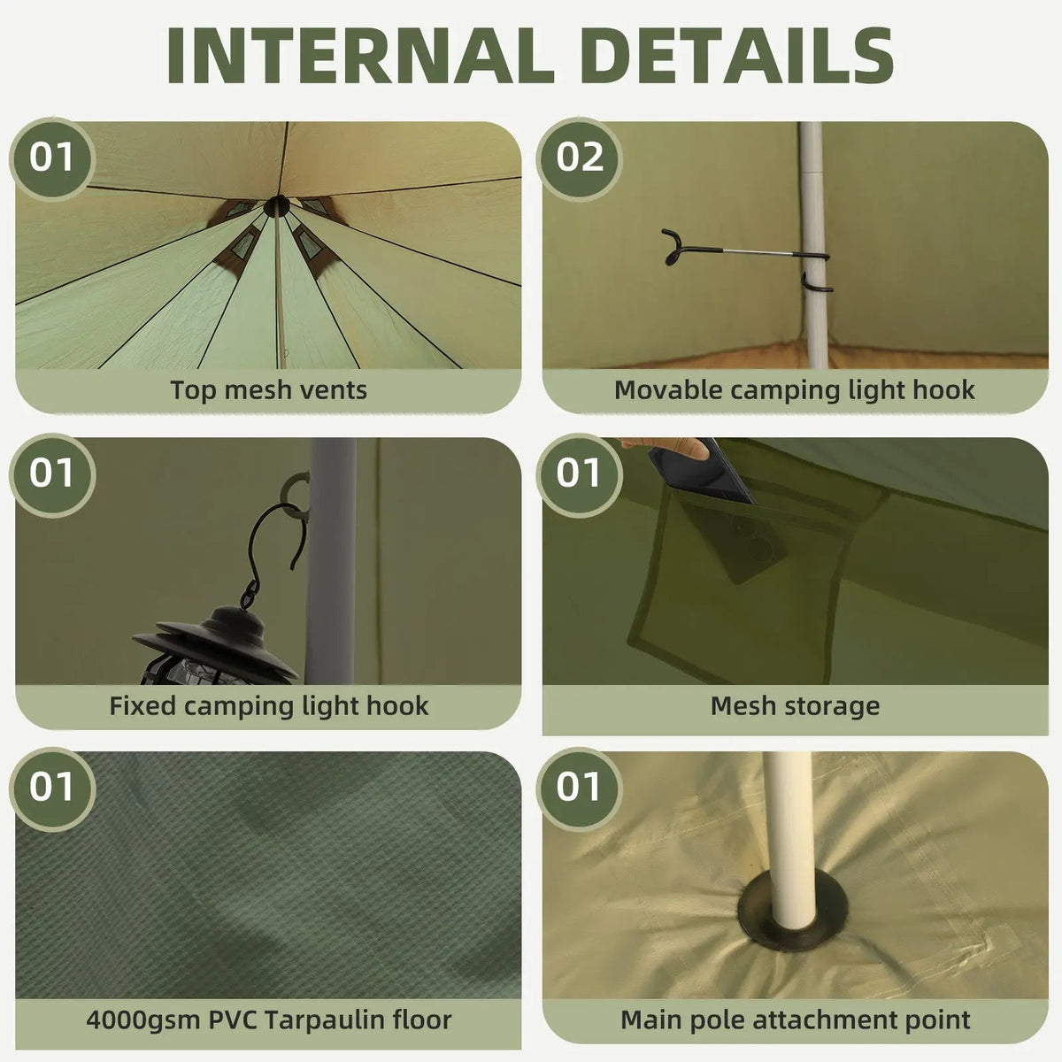 EROMMY Bell Tent for Family Camping, 9.8 FT Yurt Tent with Stove Jack, 4 Season Oxford Tents for Outdoor Party, Hot Tent Shelter Fits 3-4 People