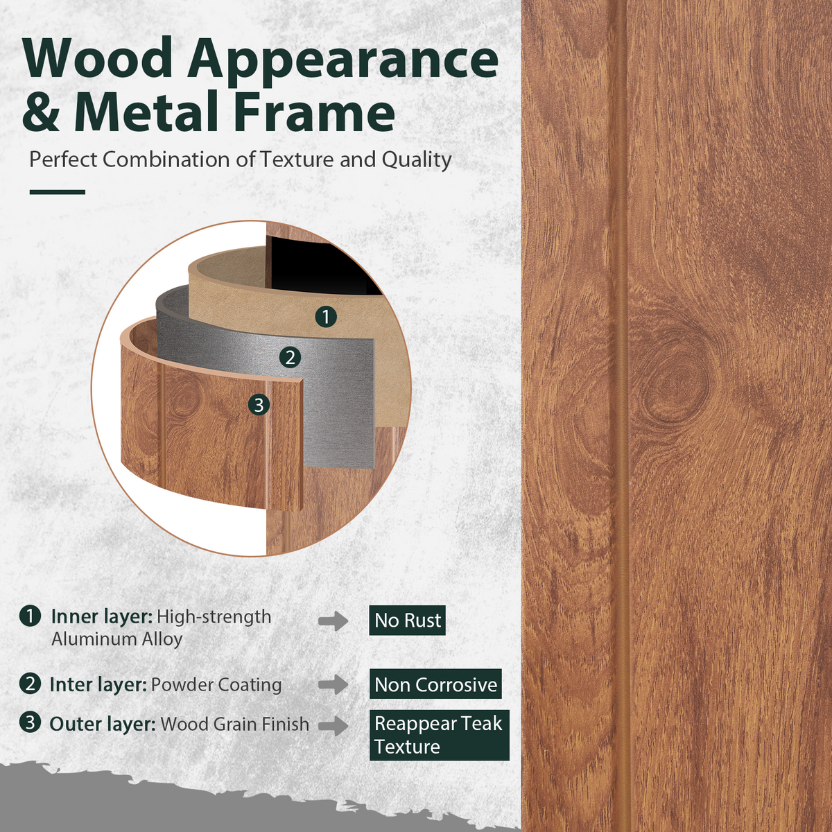 EROMMY 10' x 13' Hardtop Gazebo Faux Wood Grain with Aluminum Frame, Galvanized Steel Double Roof
