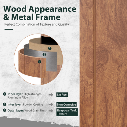 EROMMY 10' x 13' Hardtop Gazebo Faux Wood Grain with Aluminum Frame, Galvanized Steel Double Roof