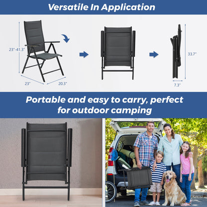 EROMMY 9-Piece Patio Dining Set: Durable Aluminum Chairs & Metal Table, All-Weather Outdoor Furniture(Dark Gray)