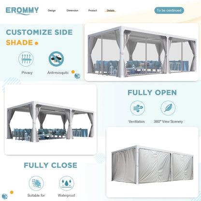 EROMMY 12x24 Pergola with Adjustable Louvered Roof (White)