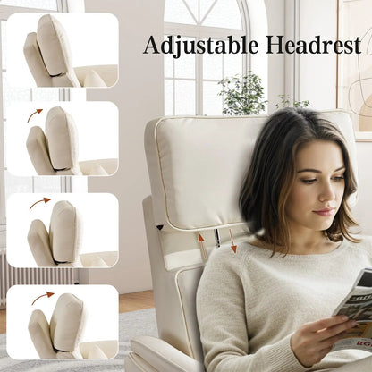 EROMMY Power Swivel Rocking Recliner Chair with Adjustable Headrest and Armrests, Beige