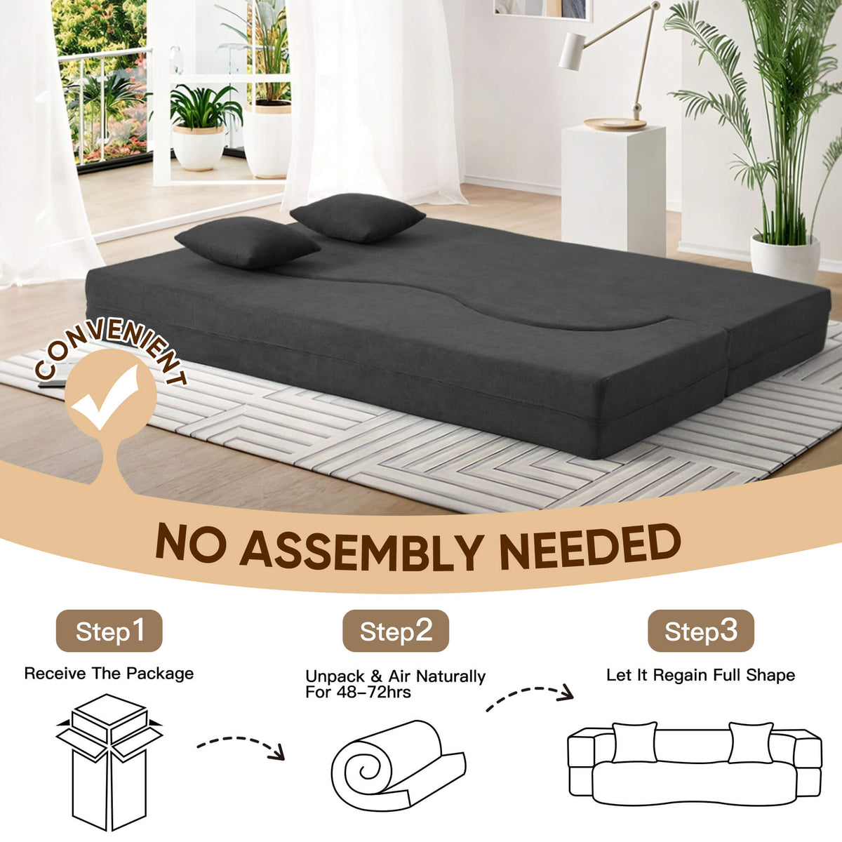 EROMMY Folding Sofa Bed, Floor Sofa Couch, Convertible Sofa Bed With High Density Foam, Foldable Floor Couch Bed
