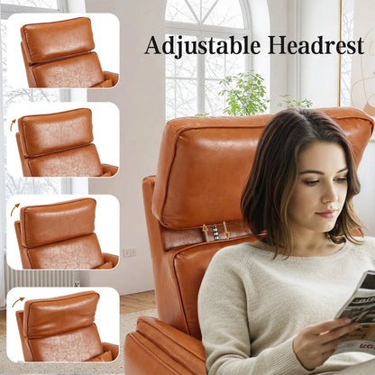EROMMY Power Swivel Rocking Recliner Chair with Adjustable Headrest and Armrests, Brown