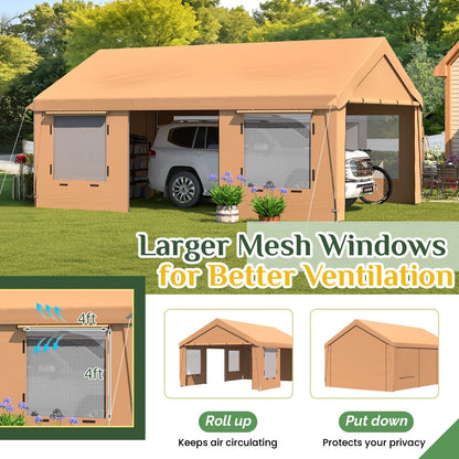 EROMMY 13' x 20' Heavy Duty Carport，Portable Garage with UV Protection & Steel Frame, Car Port with Removable Sidewalls, All-Season Car Canopy for Tractor, Truck, Boat, Yellow
