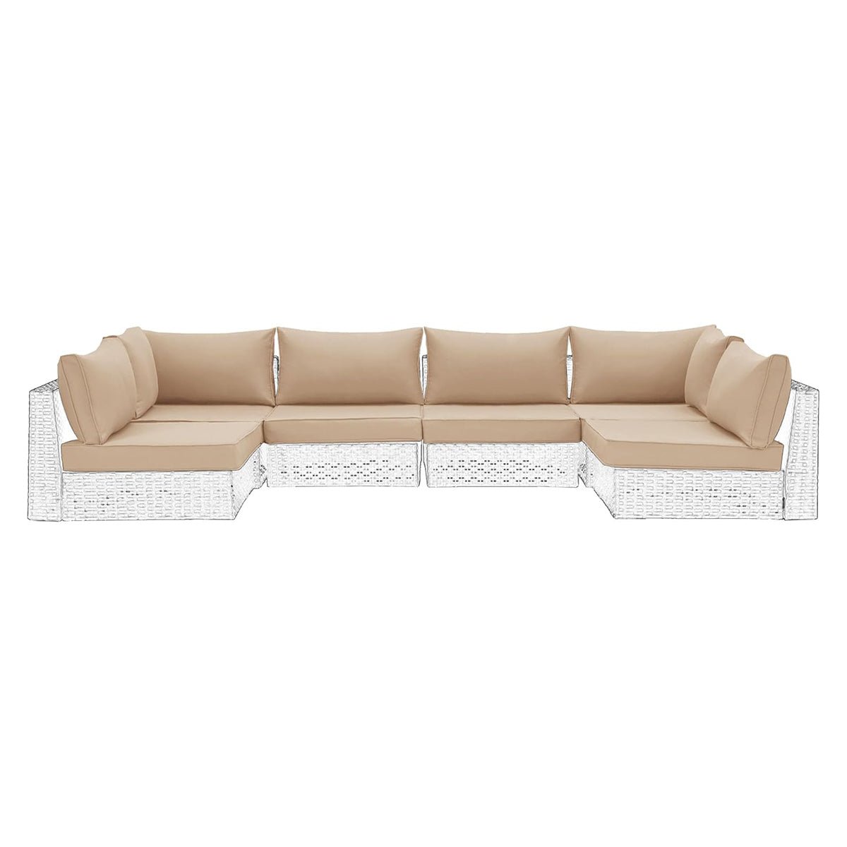 EROMMY Outdoor Replacement Cushions for  6-Seat Patio Conversation Sets, Khaki