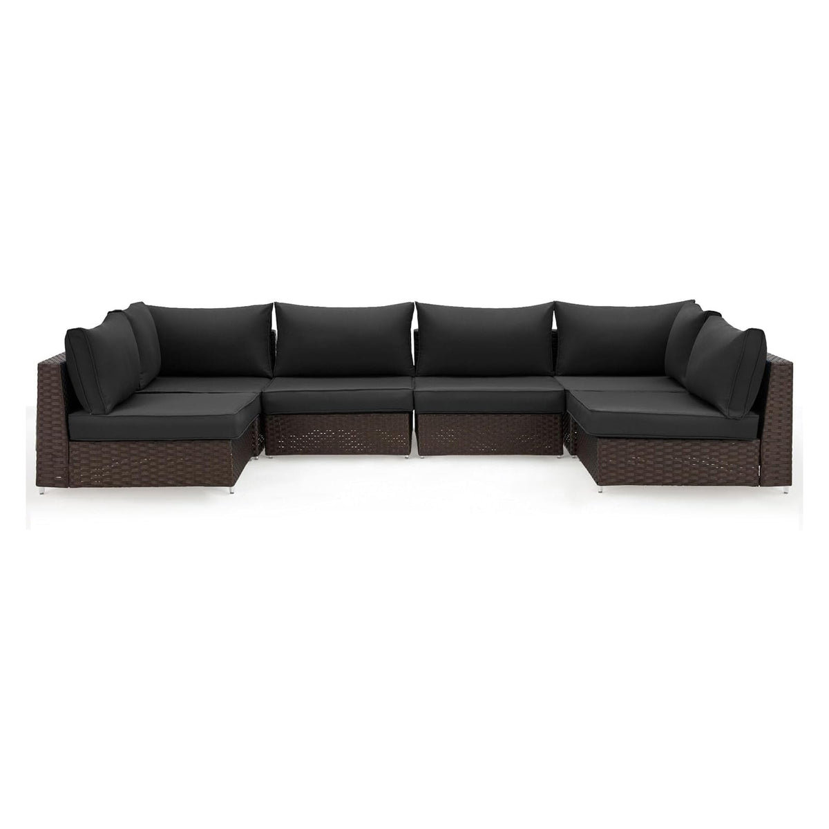 EROMMY Outdoor Replacement Cushions for  6-Seat Patio Conversation Sets, Black