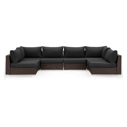 EROMMY Outdoor Replacement Cushions for  6-Seat Patio Conversation Sets, Black