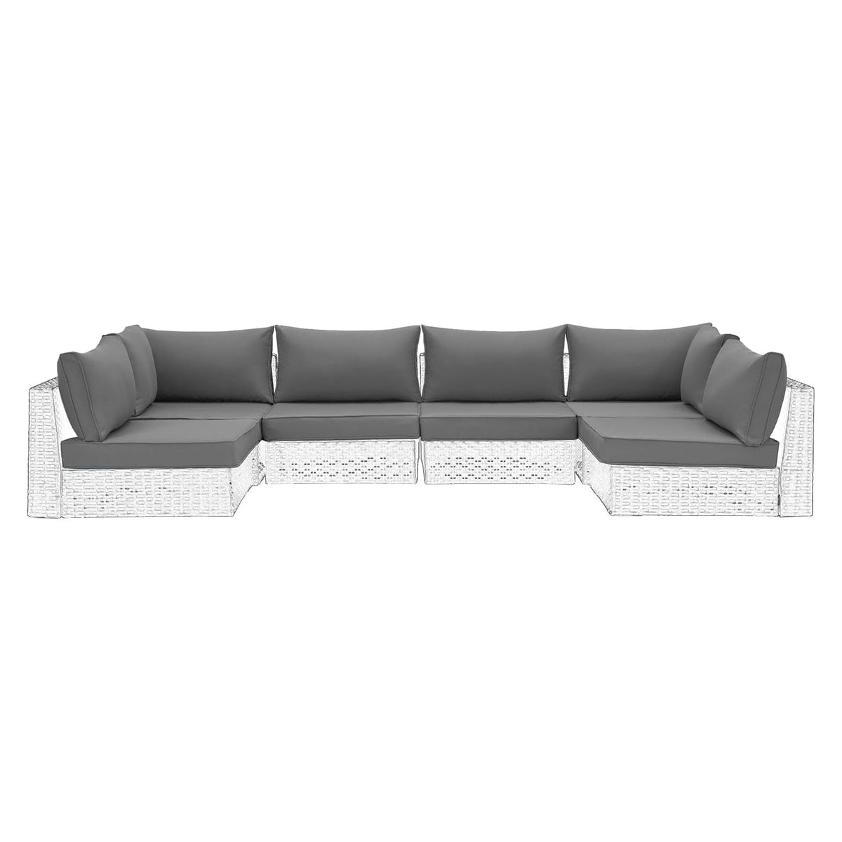 EROMMY Outdoor Replacement Cushions for  6-Seat Patio Furniture Sets, Gray