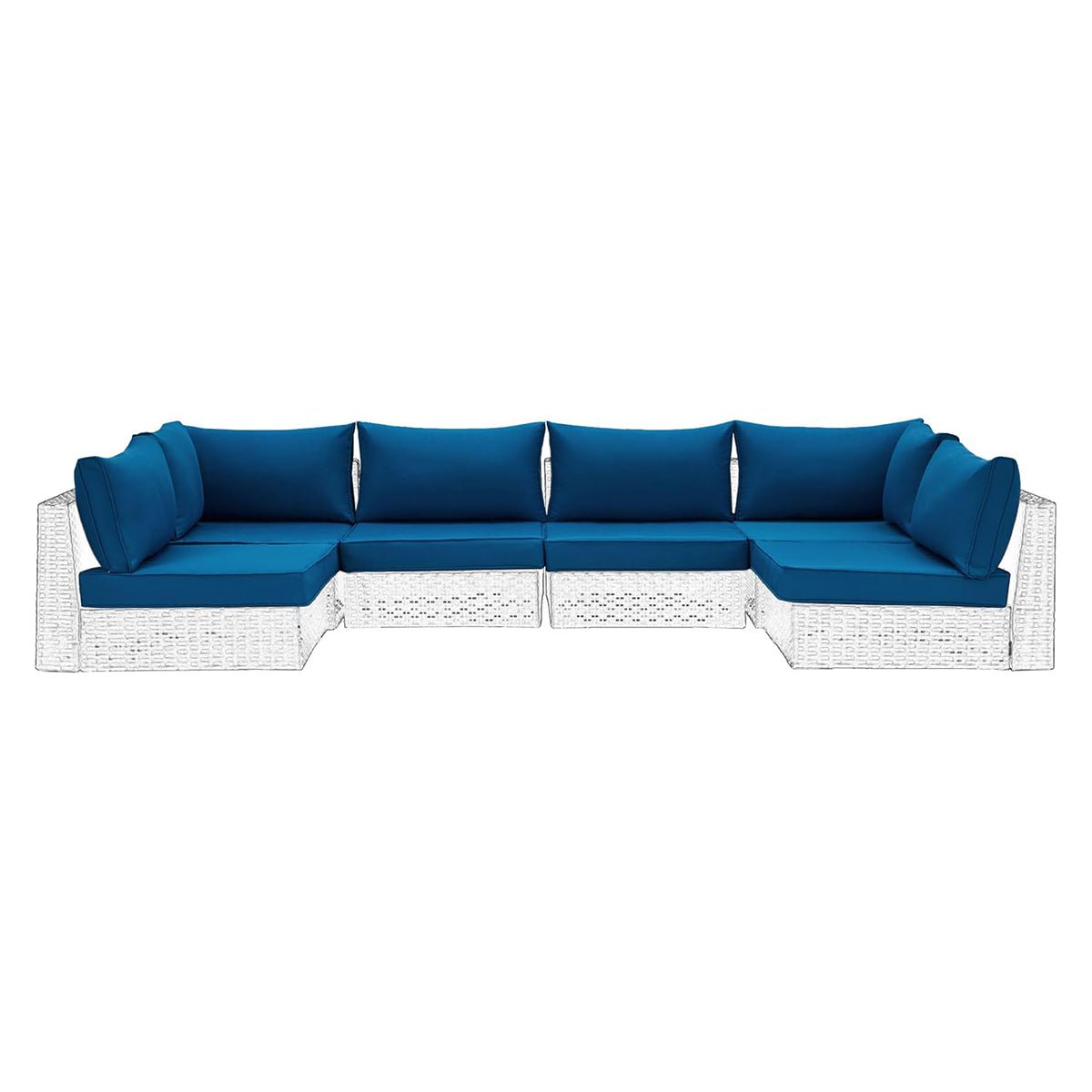 EROMMY Patio Replacement Cushions for  6-Seat Patio Conversation Sets, Blue