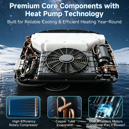 EROMMY RV Air Conditioner with Heat Pump, 10000 BTU RV AC Unit with Auto Swing Airflow, Low Power Consumption, Ultra Quiet, Non-Ducted RV Air Conditioners for RVs, Trucks, and Campers
