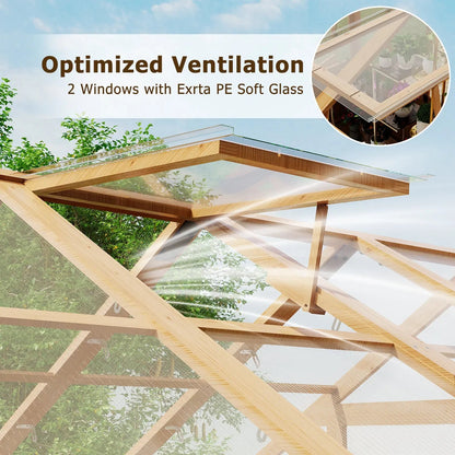 EROMMY 8x12 FT Wooden Greenhouse for Outdoors, Large Walk-in Greenhouse Kit with 4mm Polycarbonate Panels, Adjustable Roof Vent, Lockable Door, Outdoor Greenhouse for Backyard Garden
