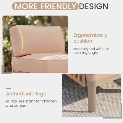 EROMMY 7 Pieces Patio Sectional Furniture Set, Aluminum Frame Outdoor Conversation Set with 6" Thick Cushions & Coffee Table, Beige