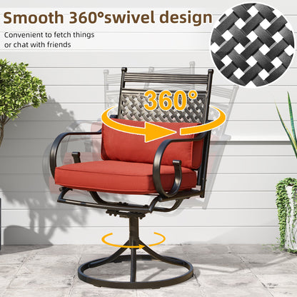 EROMMY Patio Swivel Chair Set of 6, Outdoor Dining Chairs with Cushions for Porch, Deck, and Garden, Red