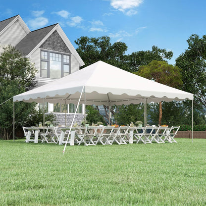 EROMMY 20x20ft Pole Party Tent, Heavy Duty Outdoor Canopy with Carry Bags, Large White Event Tent
