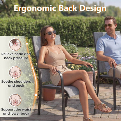 EROMMY Patio Chairs Set of 4, 330 LBS Capacity, 17.83" Widened Outdoor Dining Chairs with All Weather Quick-Drying Textilene & Metal Frame, Gray
