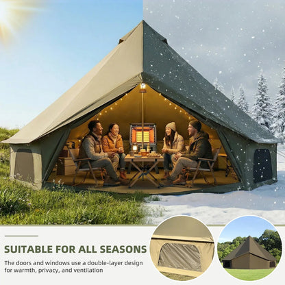 EROMMY Bell Tent for Family Camping, 9.8 FT Yurt Tent with Stove Jack, 4 Season Oxford Tents for Outdoor Party, Hot Tent Shelter Fits 3-4 People