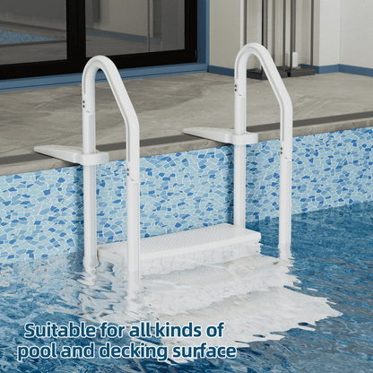 EROMMY Pool Ladder, 3-Step Pool Stairs with Double Handrails and Non-Slip Steps for 36-50” Above Ground and In-Ground Pools, White