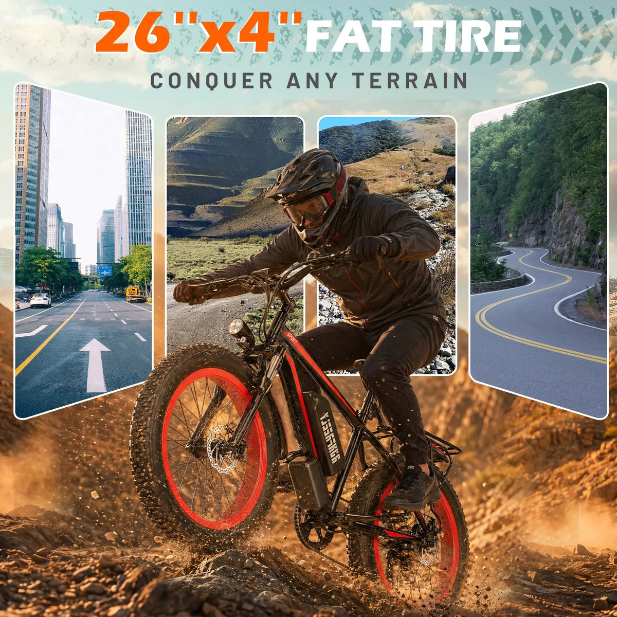 EROMMY Electric Bike for Adults,1500/3000W Peak Motor, 26" Fat Tire E-Bike with 48V 13AH Battery, 25-36 MPH Max 62 Miles Electric Motorcycle, 7-Speed Electric Mountain Bicycle