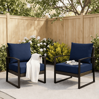 EROMMY Patio Furniture Cushions with Handle and Ties, Waterproof, Fade-resistant Outdoor Couch Cushion, Chair Pads for Dining Chairs, Navy blue