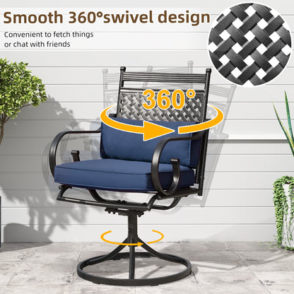 EROMMY Patio Swivel Chair Set of 6, Outdoor Dining Chairs with Cushions for Porch, Deck, and Garden, Blue
