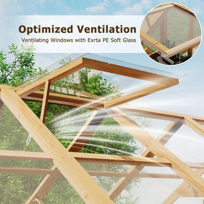 EROMMY 6x10 FT Wooden Greenhouse for Plants and Vegetables