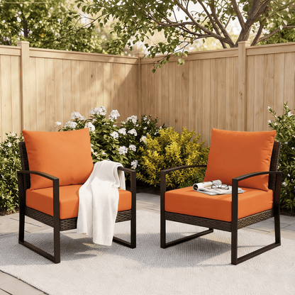 EROMMY Patio Furniture Cushions with Handle and Ties, Waterproof, Fade-resistant Outdoor Couch Cushion, Chair Pads for Dining Chairs, Orange