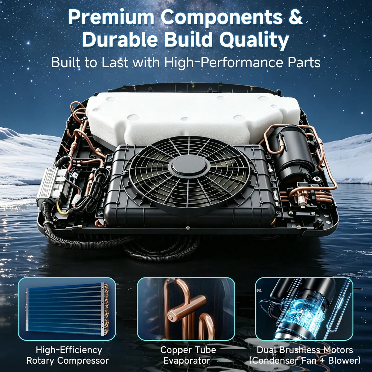 EROMMY RV Air Conditioner, 10000 BTU RV AC Unit with Auto Swing Airflow & Low-Profile Design, Low Power Consumption, Ultra Quiet, Non-Ducted RV Air Conditioners for RVs, Trucks, and Campers