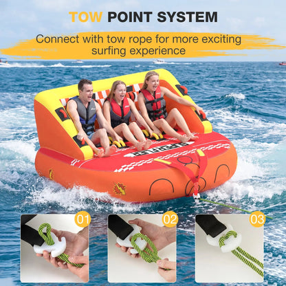 EROMMY 3-Person Towable Tubes for Boating, Front/Back Tow Points Sofa Couch Style Boat Tubes