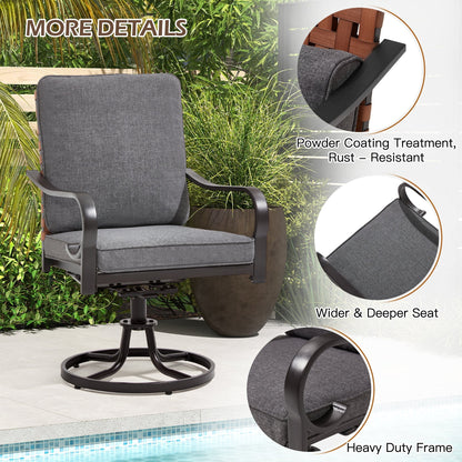 EROMMY Swivel Patio Chairs Set of 4 with Thickened Cushions, Gray