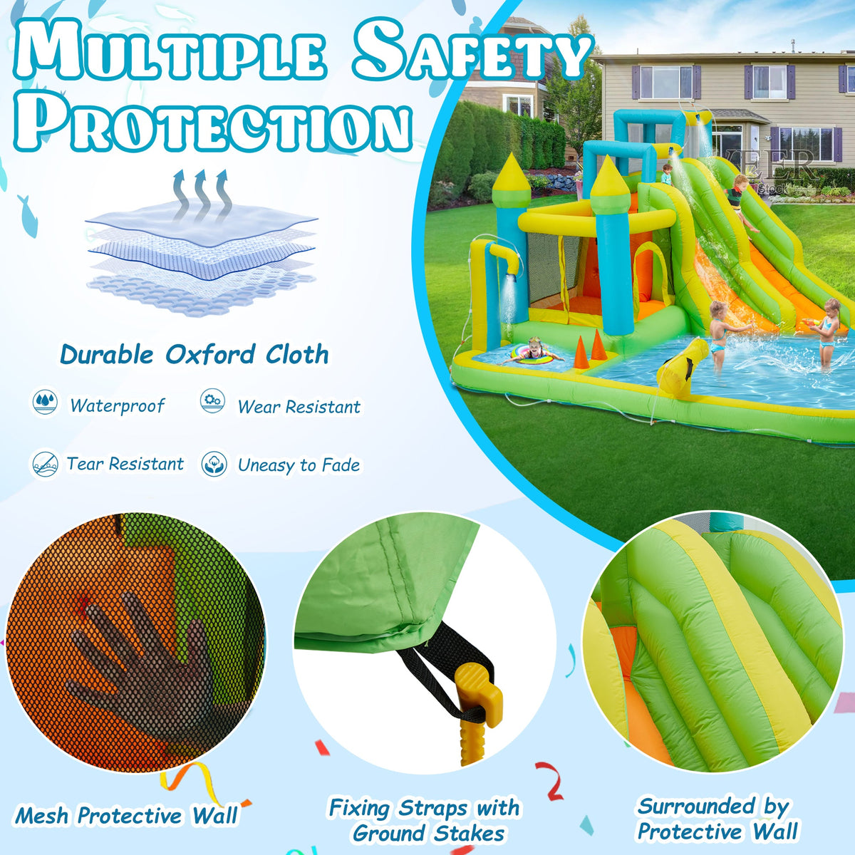EROMMY Inflatable Water Slide,10 in 1 Water Park Bounce House for Kids 3-12