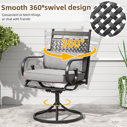 EROMMY Patio Swivel Chair Set of 6, Outdoor Dining Chairs with Cushions for Porch, Deck, and Garden, Gray