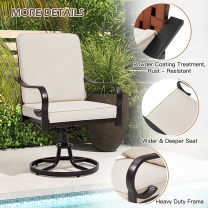 EROMMY Swivel Patio Chairs Set of 4 with Thickened Cushions, Beige