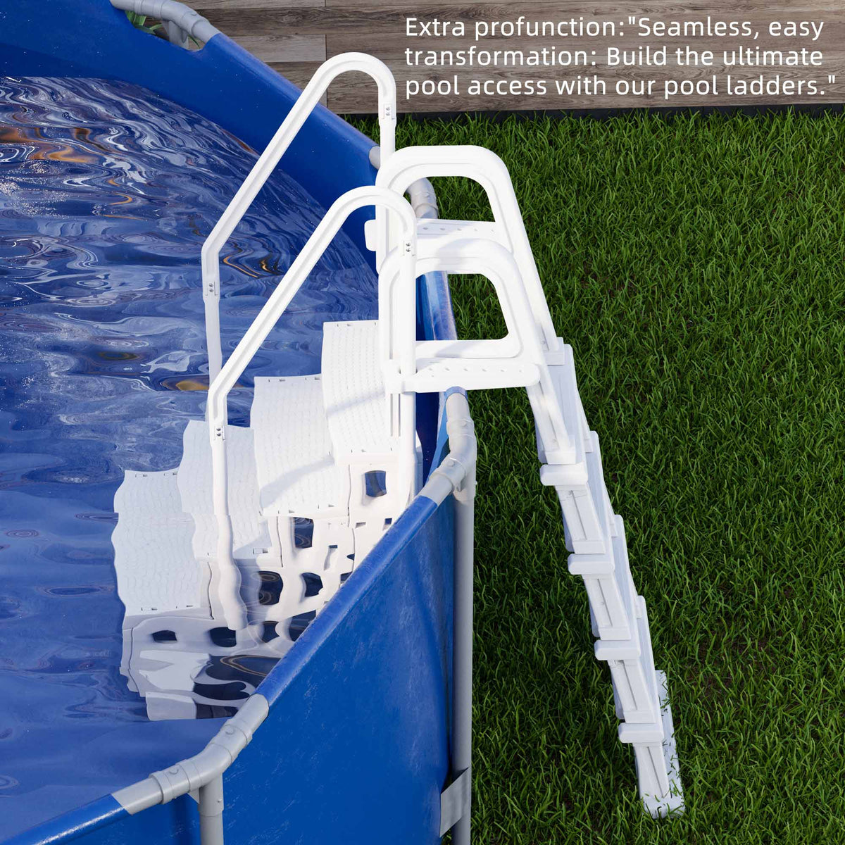 EROMMY Pool Ladder, 5-Step Pool Stairs with Double Handrails and Non-Slip Steps for 47“-54” Above Ground and In-Ground Pools, White