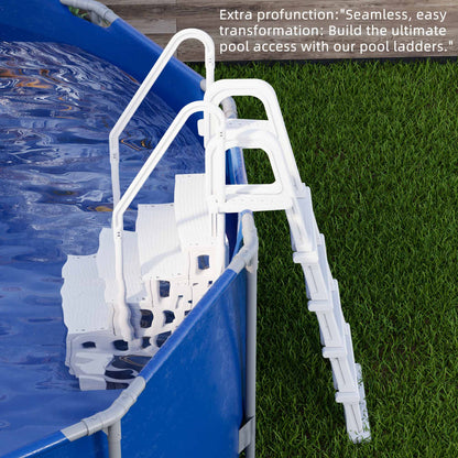EROMMY Pool Ladder, 5-Step Pool Stairs with Double Handrails and Non-Slip Steps for 47“-54” Above Ground and In-Ground Pools, White