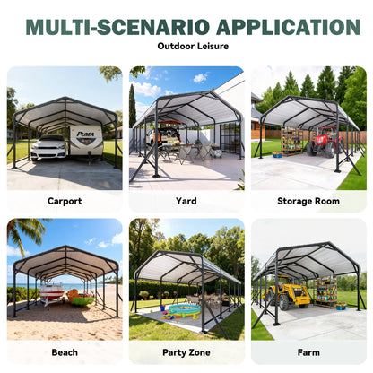 EROMMY 13' x 26' Outdoor Steel Carport with Galvanized Steel Frame and Roof