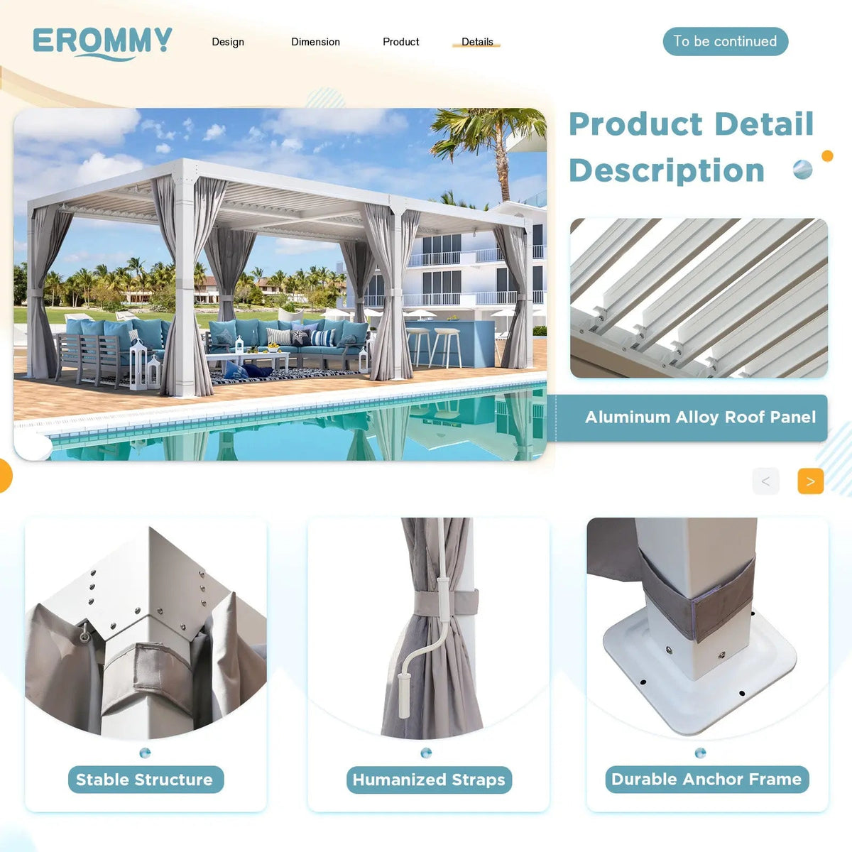 EROMMY 12x24 Pergola with Adjustable Louvered Roof (White)