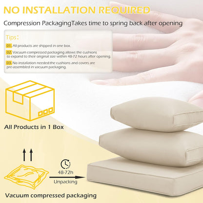EROMMY Outdoor Replacement Cushions for  6-Seat Patio Conversation Sets, Beige
